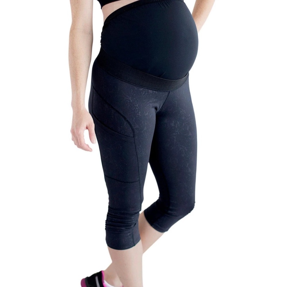 Mumberry Move Maternity Capris Leggings with Pregnancy Belly Support